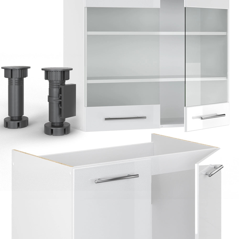 Cucina componibile Fame-Line Bianco lucido/Bianco 200 cm, PL Rovere Vicco