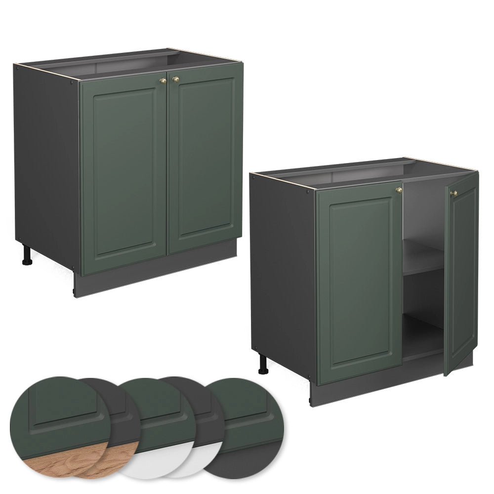 Mobiletto base cucina Fame-Line Verde-oro rustico/Antracite 80 cm con ripiano, senza piano di lavoro Vicco
