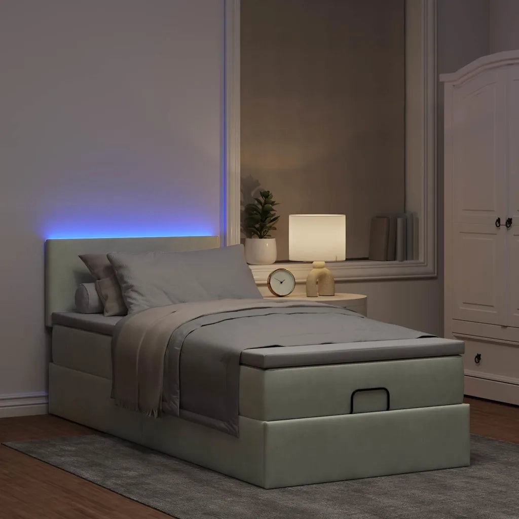 Struttura Letto Pouf con Materasso 90x190 cm in Velluto 3312518