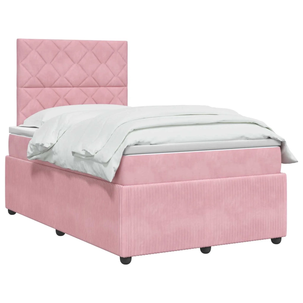 Letto Box Spring LED con Materasso Rosa 120 x 190 cm Velluto 3456040