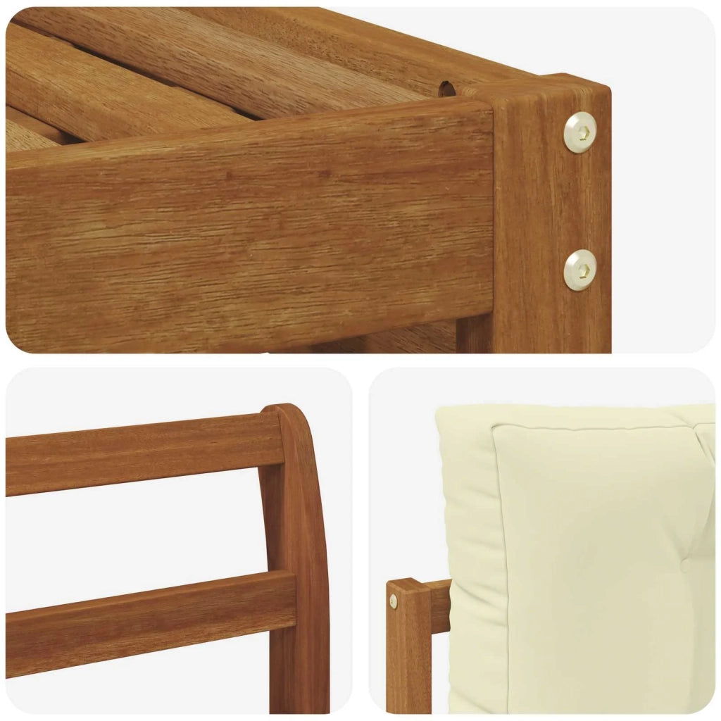 Set divani 6 pcs Naturale e Crema Legno di Acacia Massello 3373900