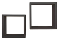 Set 2 Mensole Cubo da Parete Quadrato in Fibra di Legno Q-Bis Maxi Nero