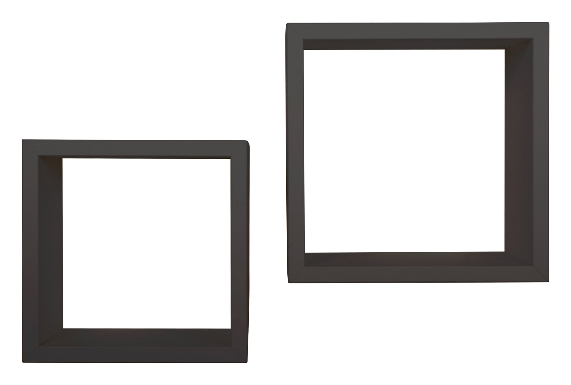 Set 2 Mensole Cubo da Parete Quadrato in Fibra di Legno Q-Bis Maxi Nero