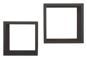Set 2 Mensole Cubo da Parete Quadrato in Fibra di Legno Q-Bis Maxi Nero