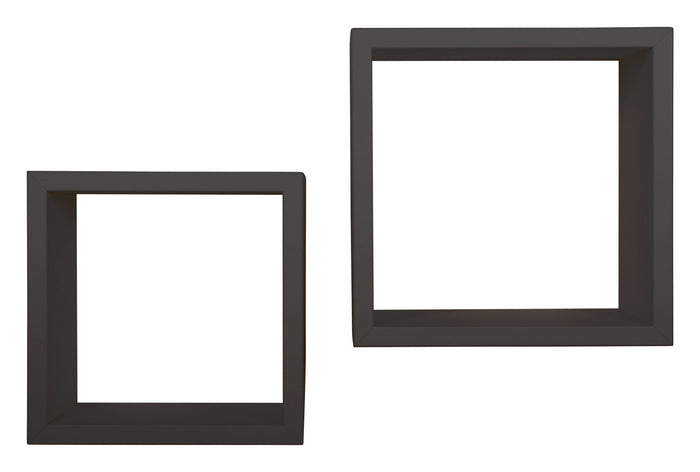 Set 2 Mensole Cubo da Parete Quadrato in Fibra di Legno Q-Bis Maxi Nero