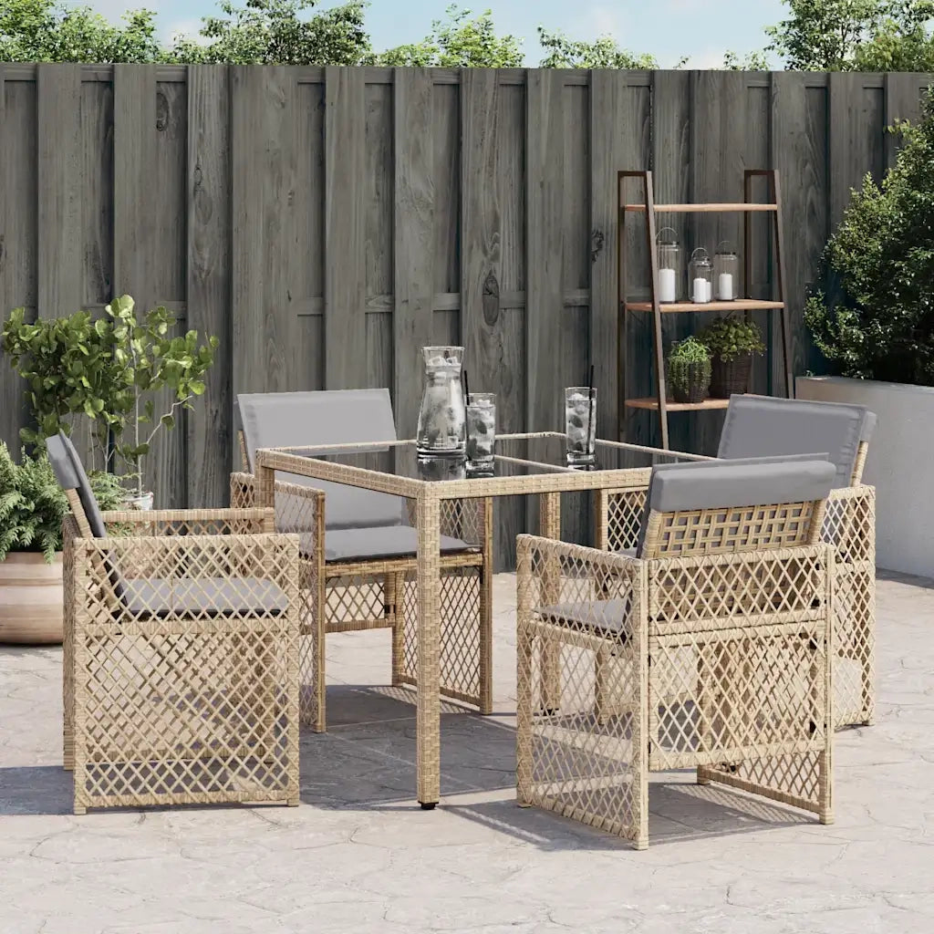 Sedie da Giardino con Cuscini 4 pz | Sedie da Esterno Beige Misto in Polyrattan
