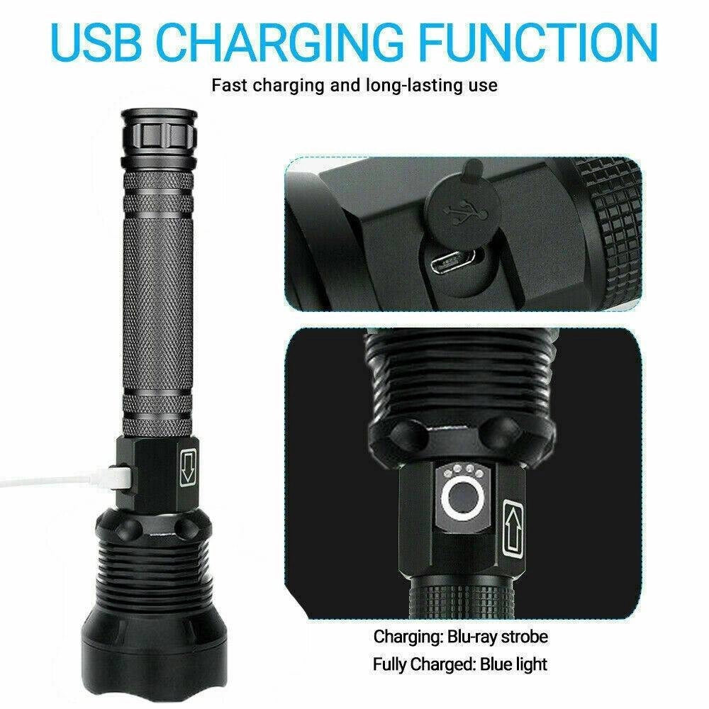 Trade Shop - Torcia Tattica/militare Led Cree T6 Ricaricabile Zoom Doppia Batteria A89-p70 -