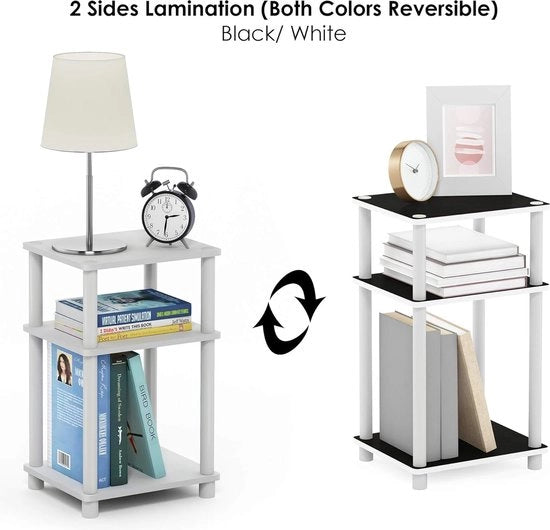 Comodino a 3 livelli con tubo girevole cassettiera notturna bianca con tubo bianco 115 x 134 x 228 cm