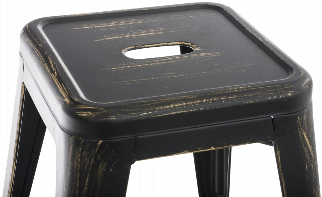 Set 4 Panchetti Impilabili Armin In Metallo nero-oro