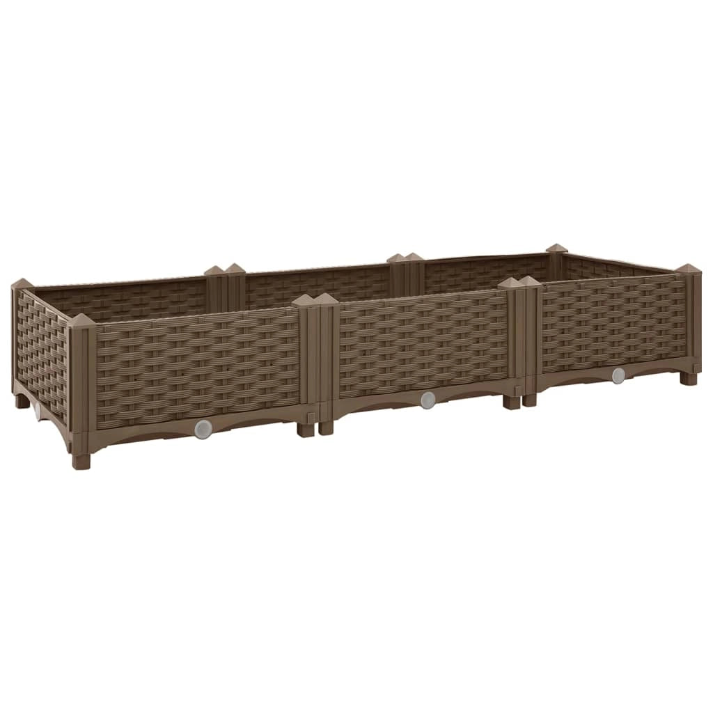 Fioriera rialzata per piante e fiori giardino 120 x 40 x 23 cm polipropilene marrone 02_0000903