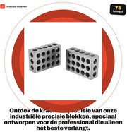 Blocco di fissaggio in acciaio inossidabile - 2 pezzi - Precisione 0,0001" - 23 fori - 25x50x75mm - Adatto per macchine utensili - Per foratura
