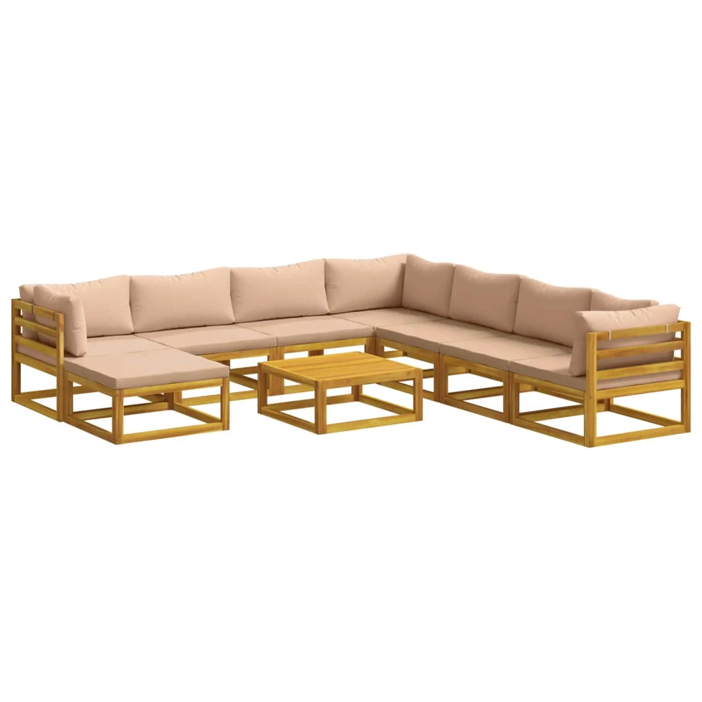 Set di divani 9 pz Naturale Legno di Acacia Massello 3417296