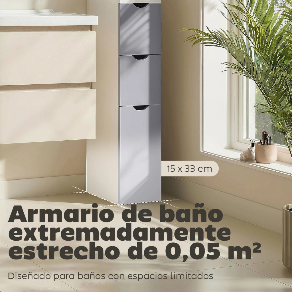 Colonna Bagno Moderna con 2 Ripiani 2 Cassetti e Anta ¨C zephmum ¨C Bianco 15x33x136,8 cm