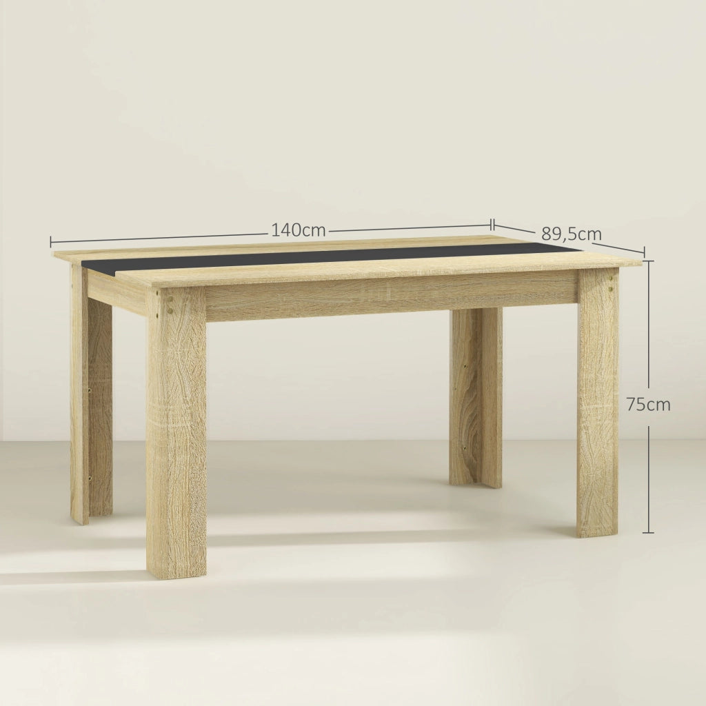 Tavolo da pranzo allungabile in legno effetto naturale e nero ¨C zephmum ¨C 140x90x75 cm