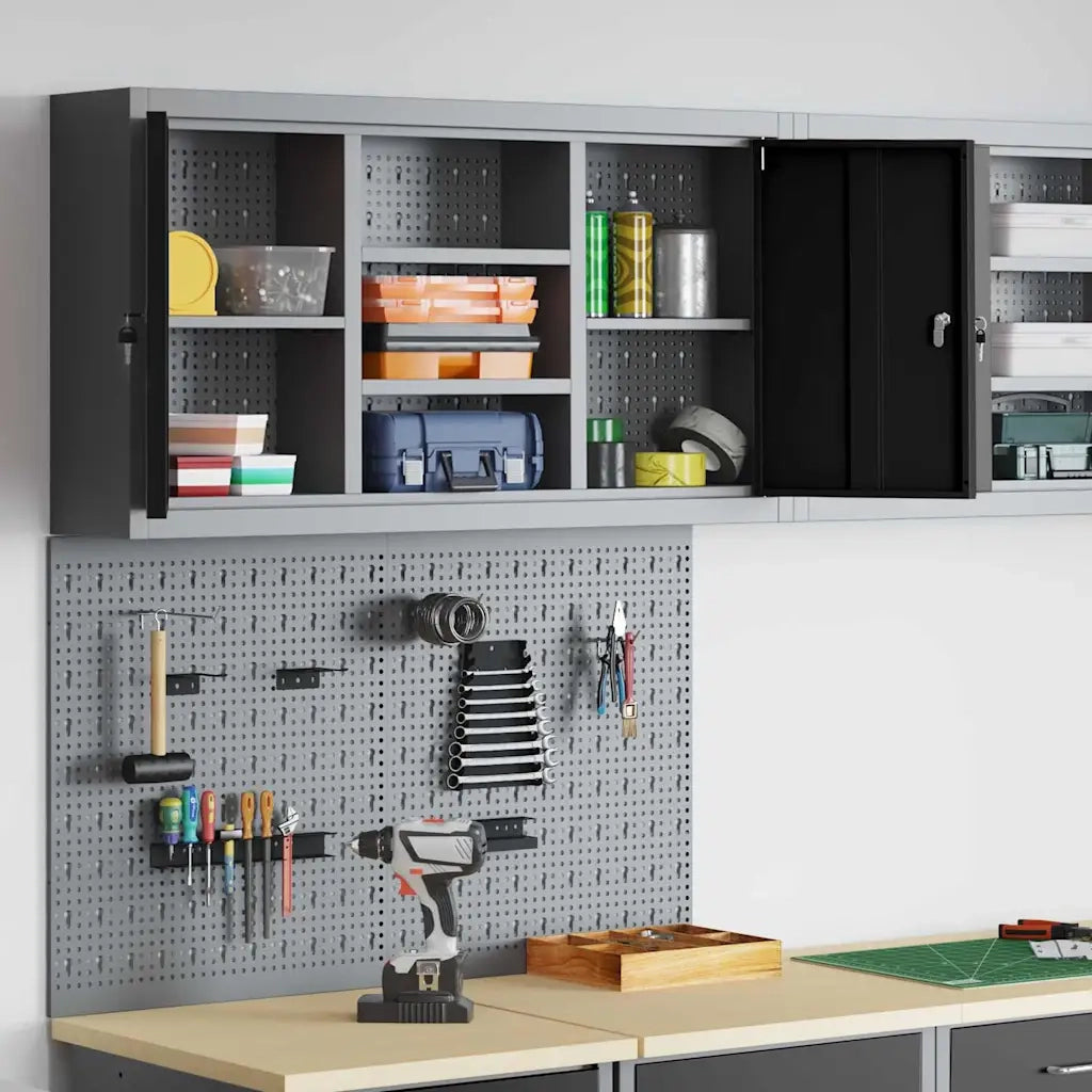 Set di armadi per attrezzi con lo scaffale 3 pcs Nero 3321404