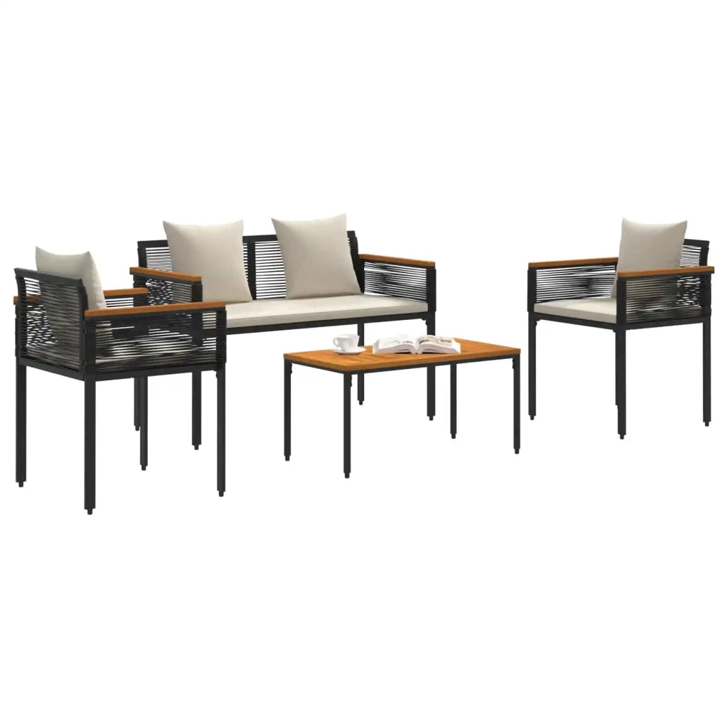 Set di Mobili da Esterno Nero e Bianco Crema polyrattan 42025226