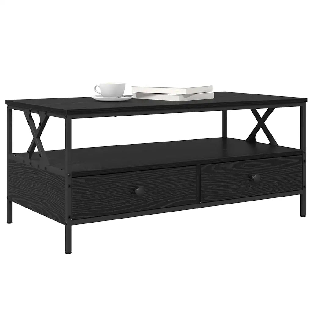 vidaXL Tavolino da salotto with Drawer Rovere nero 100 x 51 x 45 cm