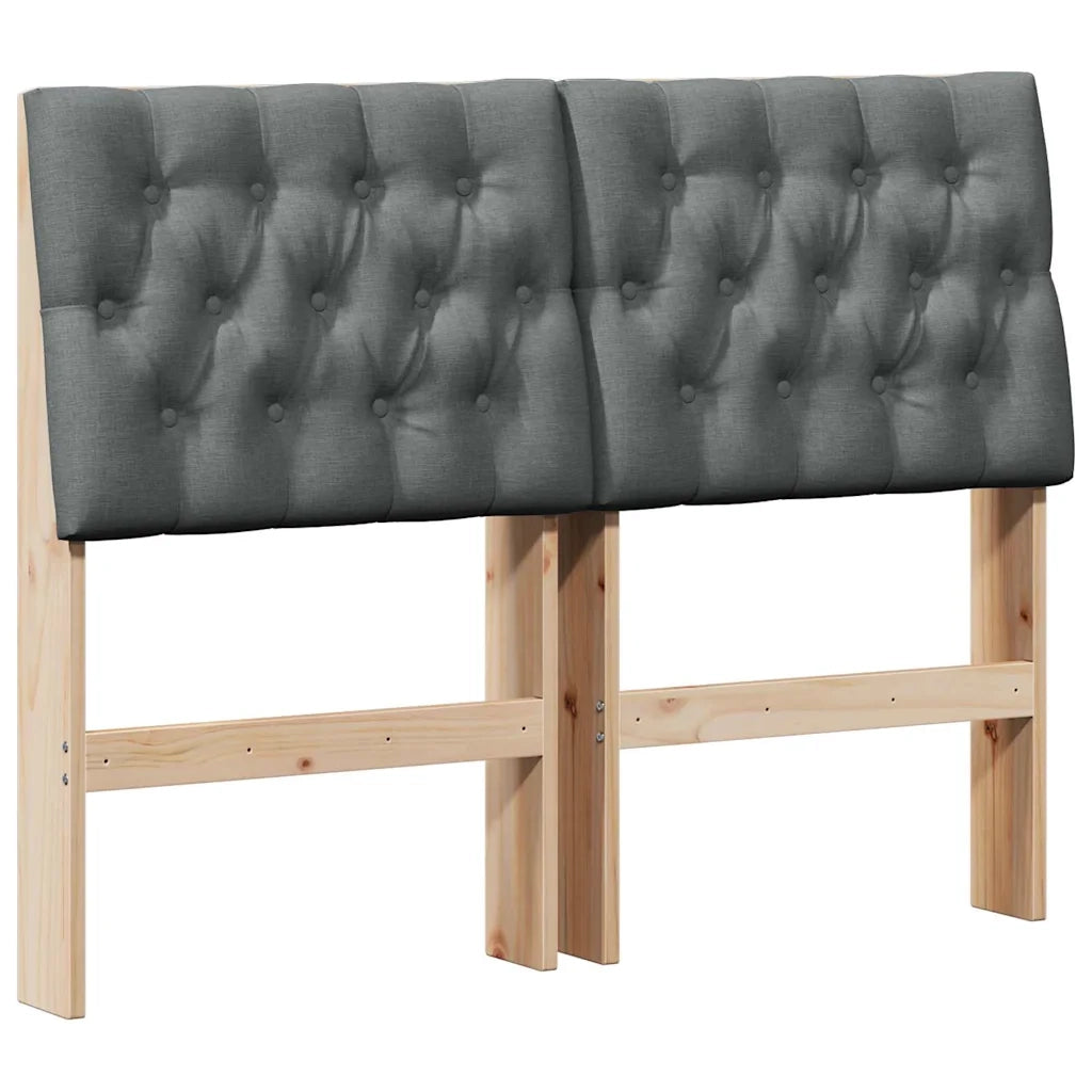 Testiera imbottita Grigio scuro 120 cm Pino massello 879350