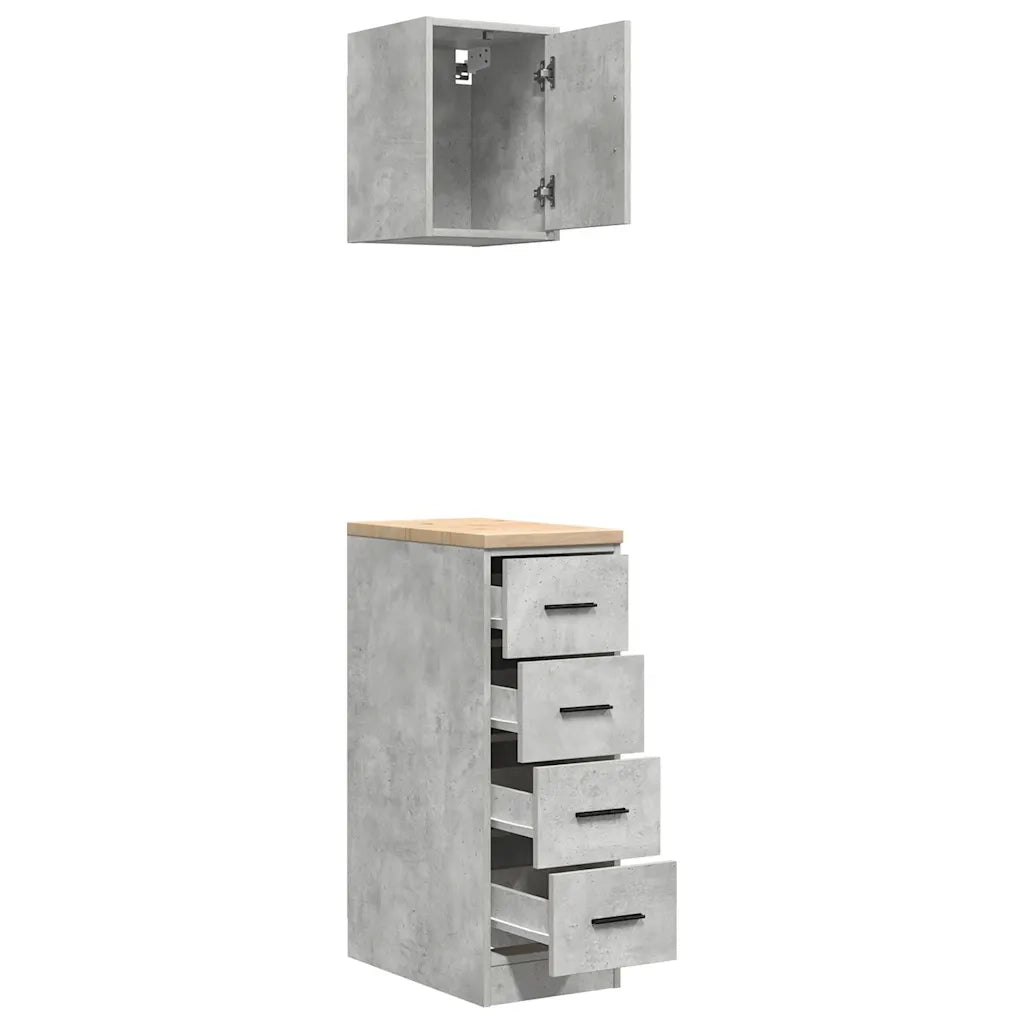 Armadi da Garage 2 pz Grigio Cemento in Legno Multistrato