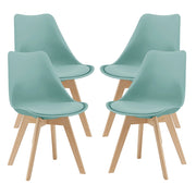 Set Fläten di 4 Sedie da Sala con Seduta Imbottita Rivestimento in Similpelle Menta Verde [en.casa]