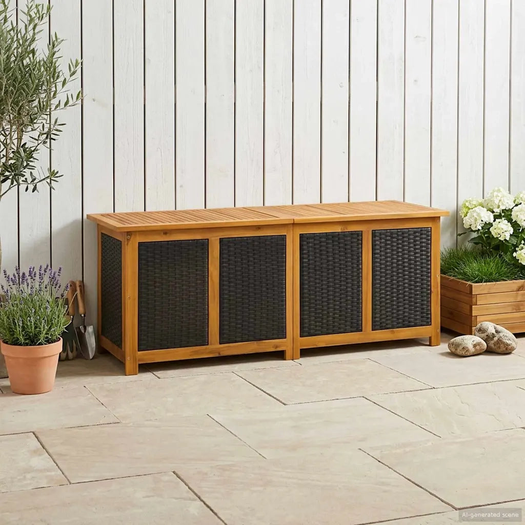 Scatola di Stoccaggio per Giardino 243 L 150 x 50 x 56 cm Nero 42002711