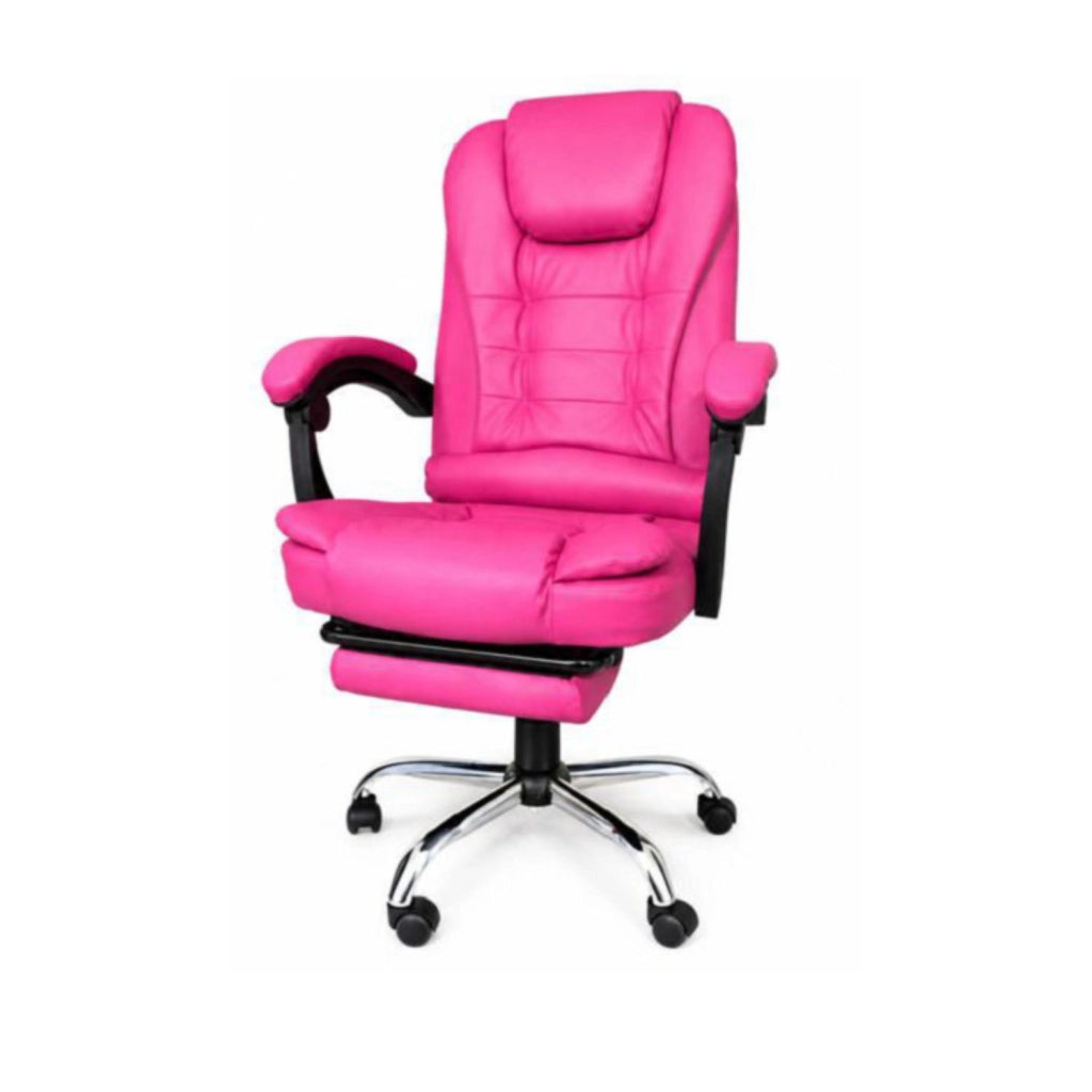 Ecoprice Sedia Ufficio in Similpelle +Poggia Piedi Relax Rosa