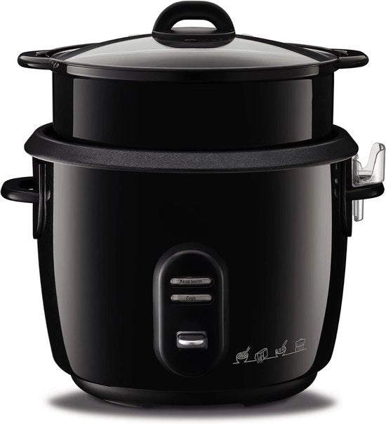 Cottura Riso - Classico - 10 Porzioni - 1,8 Litri - Funzione di Mantenimento della Temperatura Automatica - Nero