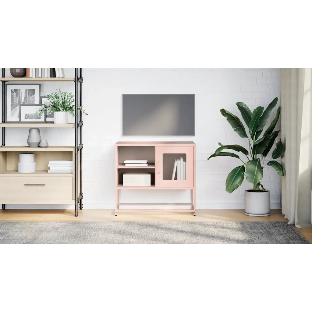 Mobile TV-Credenza per TV-Console TV Rosa 68x39x60,5 cm in Acciaio 560073
