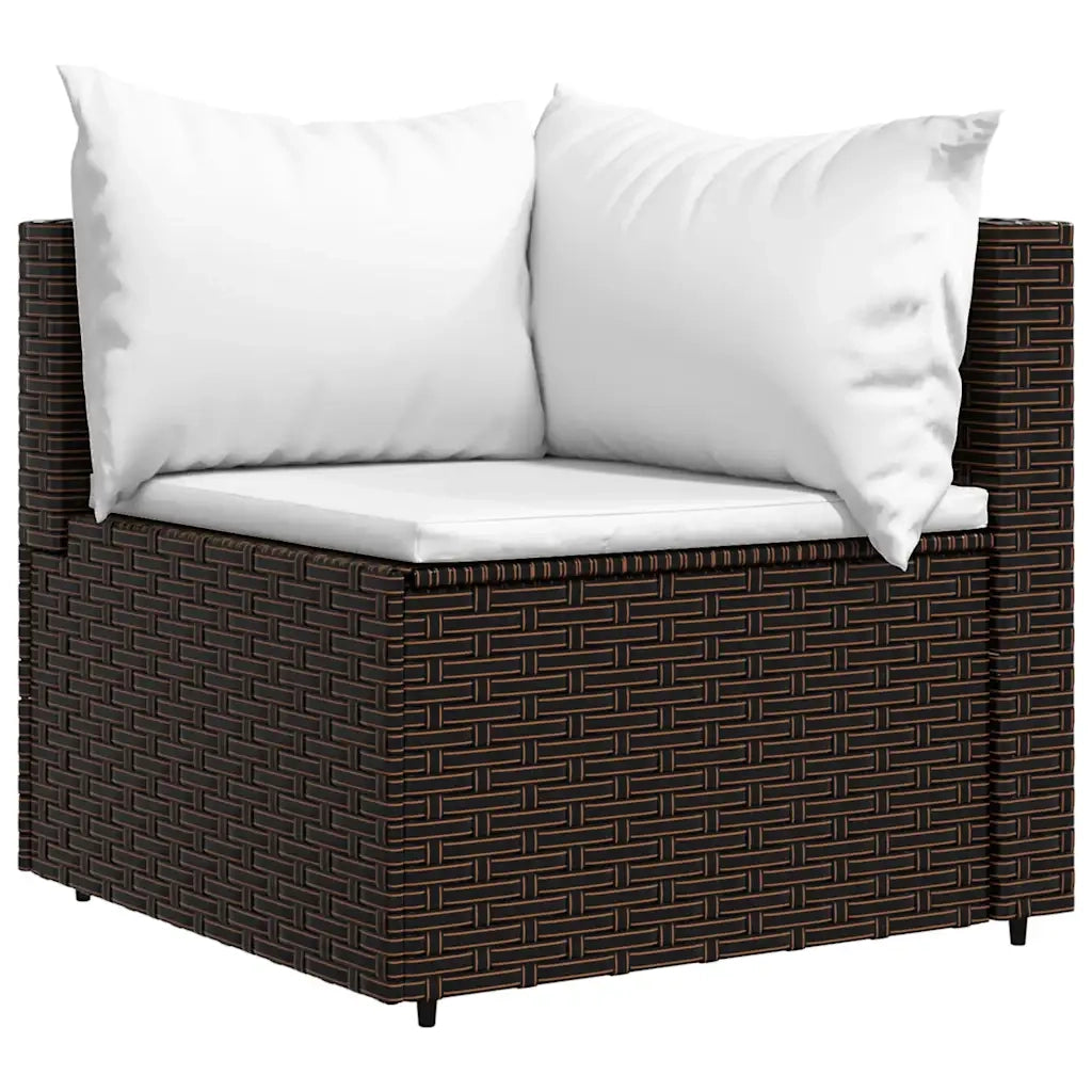 Divano Angolare da Giardino con Cuscini in Polyrattan Marronecod mxl 70526