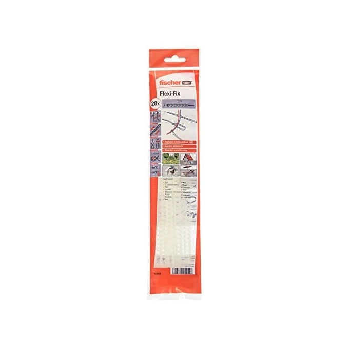 Fischer 533853 Flexi-Fix Fascette Elastiche Riutilizzabili 320 mm Rilascio Rapido Confezione 20 Pezzi colore Neutro