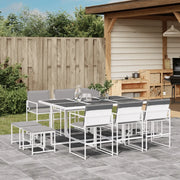 vidaXL Set da Pranzo da Giardino 11 pz con Cuscini Bianco in Textilene