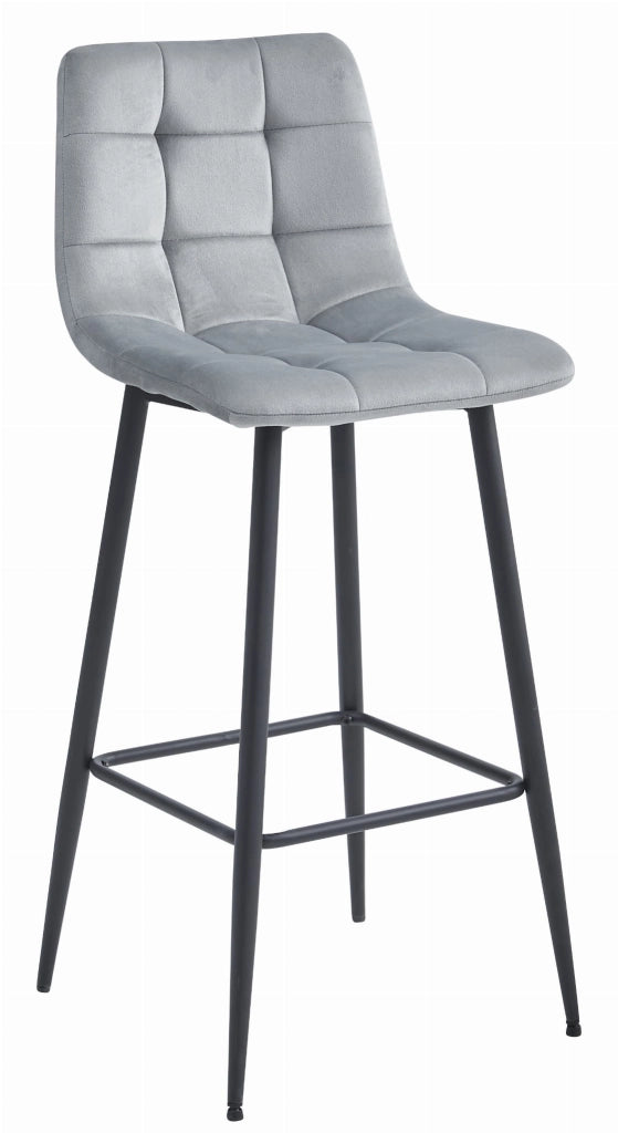 Sgabello Valora TEOTO in velluto grigio argento con gambe nere per cucina x2
