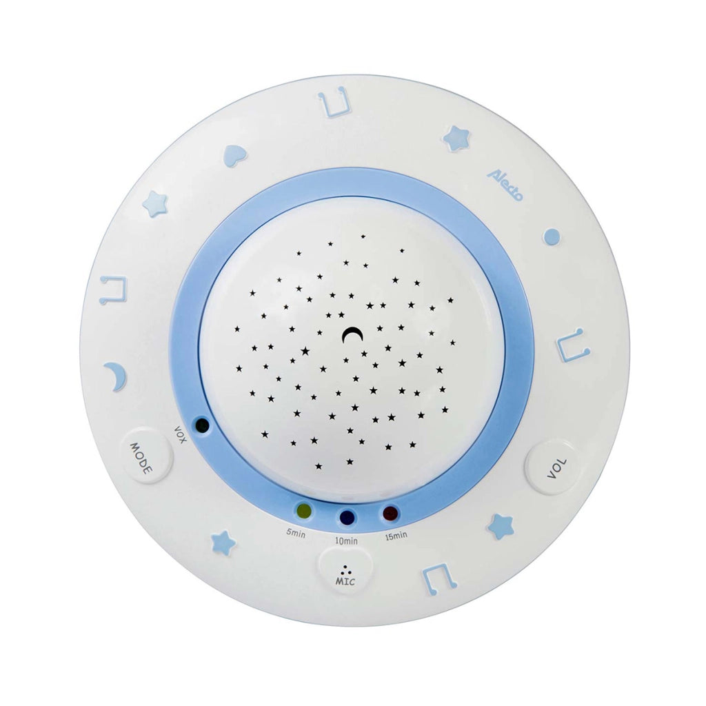 Luce notturna musicale per bambini modello BC-125GS con ninne nanne e rilevamento sonoro Bianco / Blu Alecto