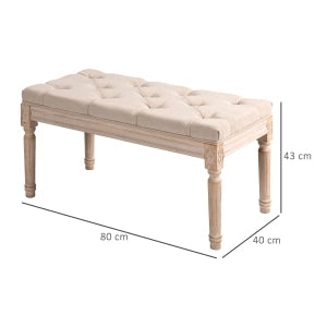 Panca imbottita in stile vintage beige, 80x40x43 cm, portata fino a 120 kg, per ingresso e soggiorno