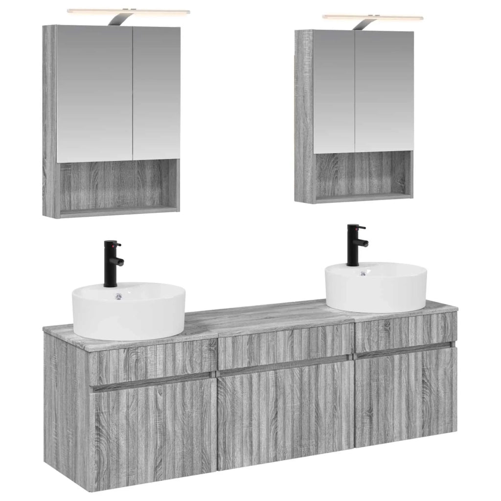 Set di Armadi da Bagno 5 pcs Sonoma grigio 50 x 14,5 x 70 cm 3406604