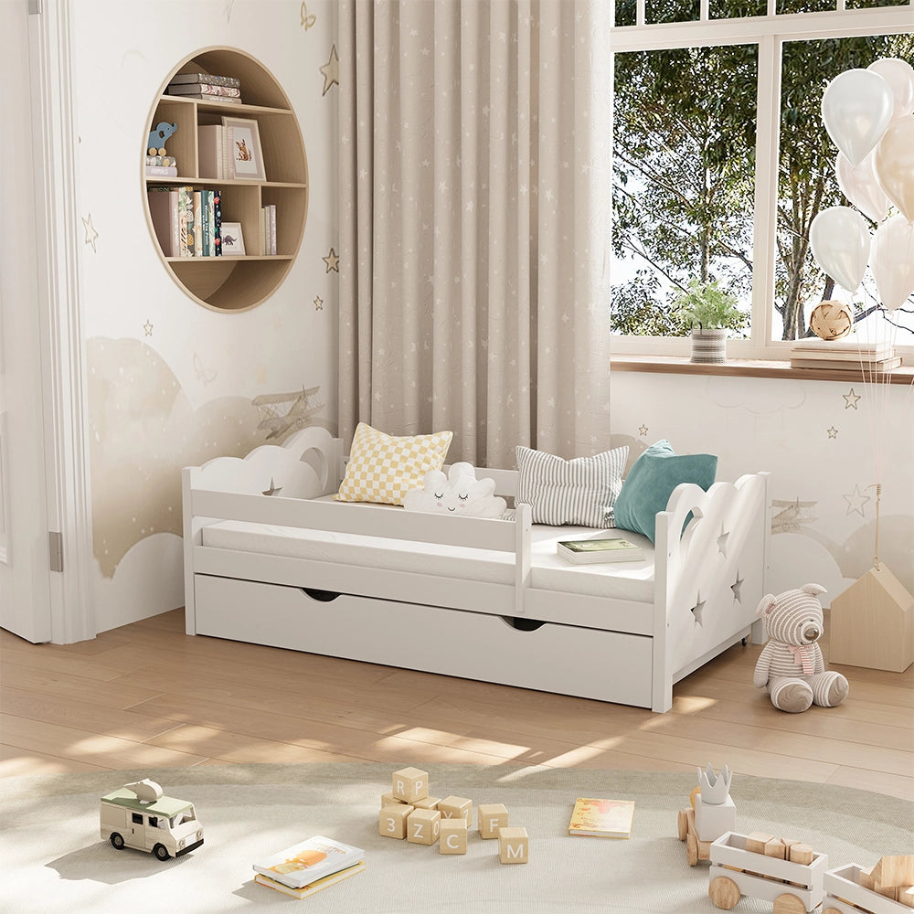 Vitalispa Letto per bambini Bianco 70x140 cm con cassetto e materasso