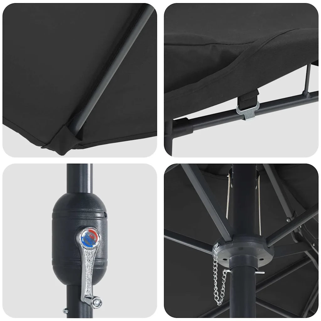Ombrello da giardino Nero 385 x 209 x 244 cm 42003281