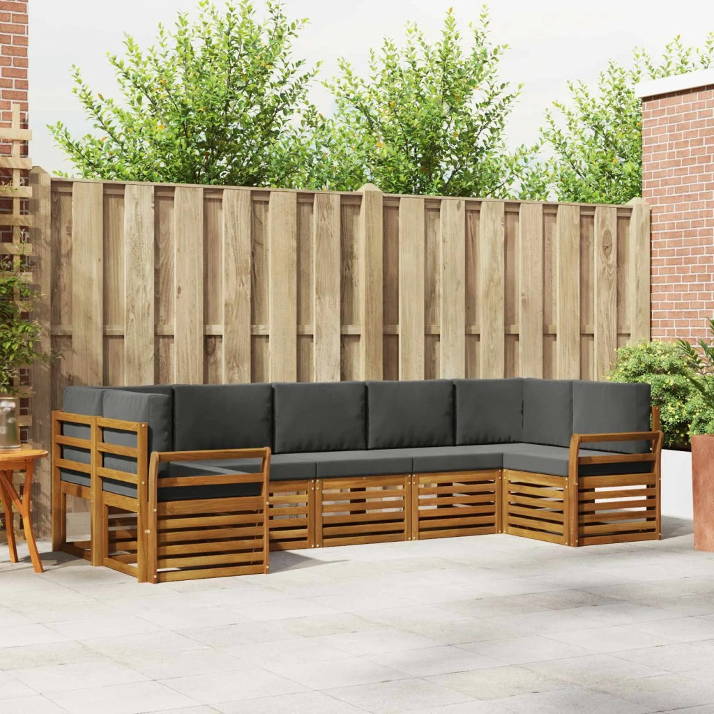 Set divano sezionale con cuscino 7 pcs Naturale e Antracite