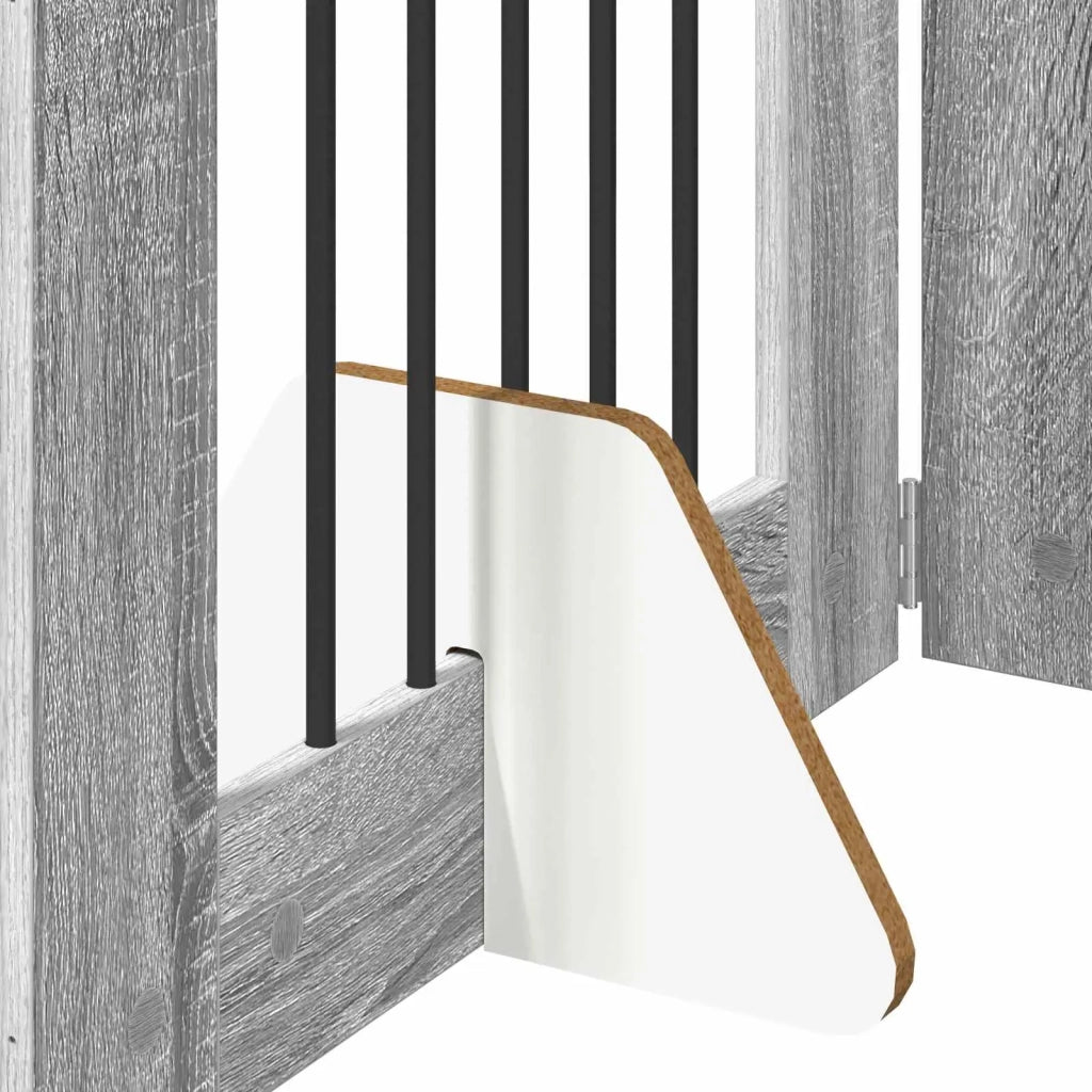 Cancello per cani con supporti 4 pz Grigio Sonoma 60 x 80 cm CFW8878117