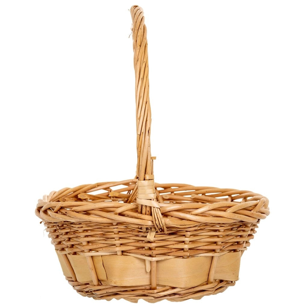 Set di 3 cestini in vimini con manici marroni