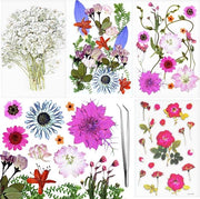 Fiori Secchi - Fiori di Gypsophila - Hars per Nail Art - Attività di Lusso DIY - Set Fiori Secchi con Pinzetta - Fiori Preformati - Sticker di Rosa - Libretti da Appendere - Candela