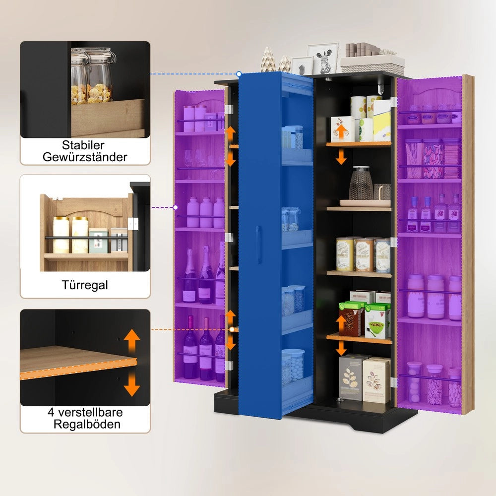 Mobile cucina con ripiani regolabili ¨C Minimal ¨C nero 150x78x40 cm
