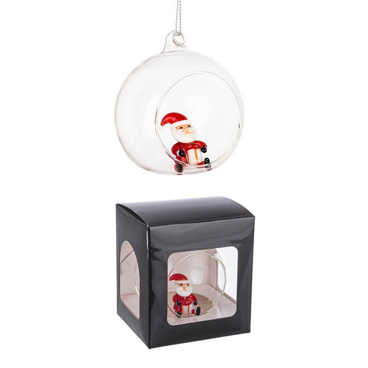 Sfera Aperta vetro Yule con Babbo Natale e Scatola Diametro 80cm (6 Pezzi)
