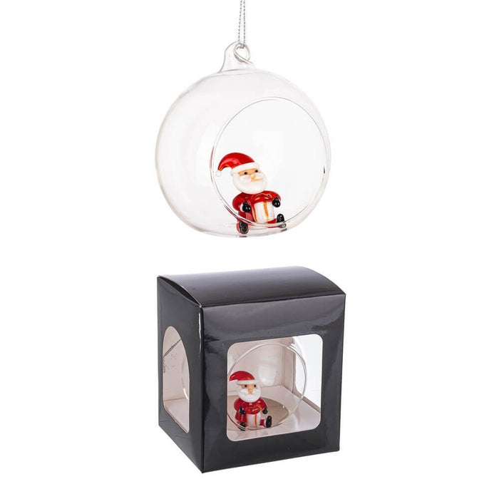 Sfera Aperta vetro Yule con Babbo Natale e Scatola Diametro 80cm (6 Pezzi)