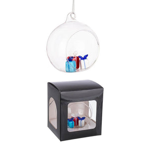 Sfera Aperta vetro Yule con 3 Regali e Scatola Diametro 80cm (6 Pezzi)