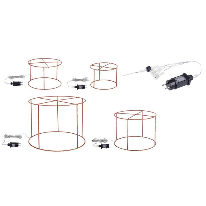 Set di 4 Cilindri Decorativi 1029 MicroLED Classiche in Rame