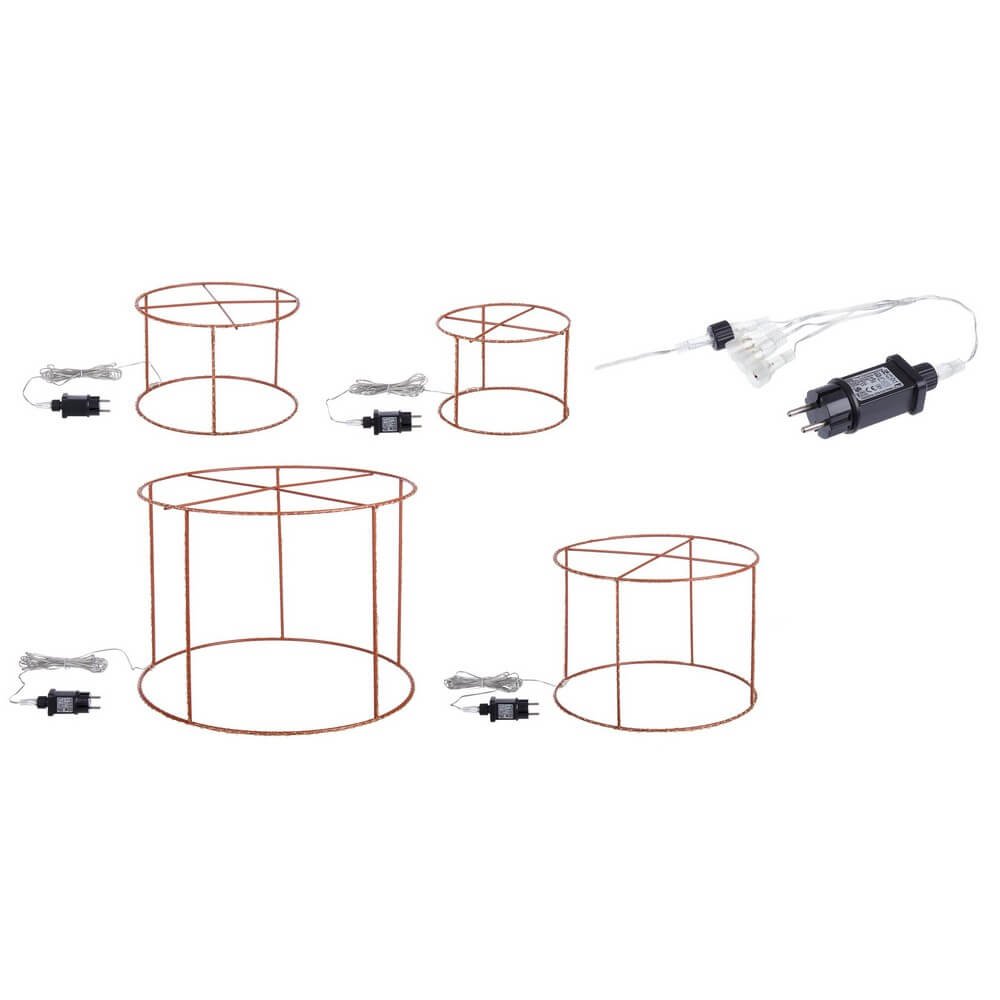 Set di 4 Cilindri Decorativi 1029 MicroLED Classiche in Rame