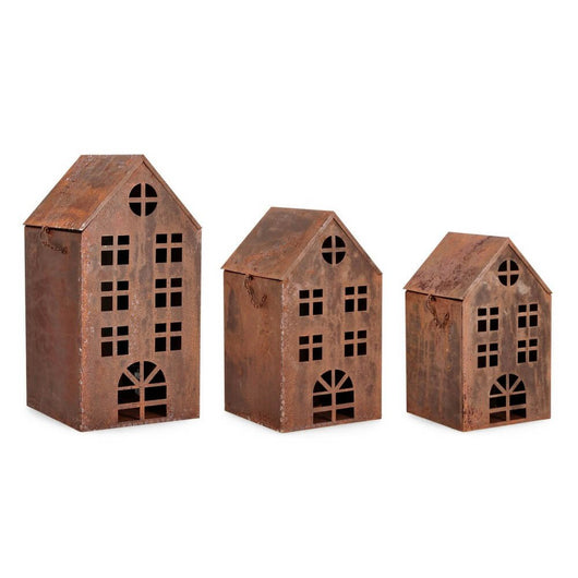 Set di 3 portacandele Joney casa ruggine