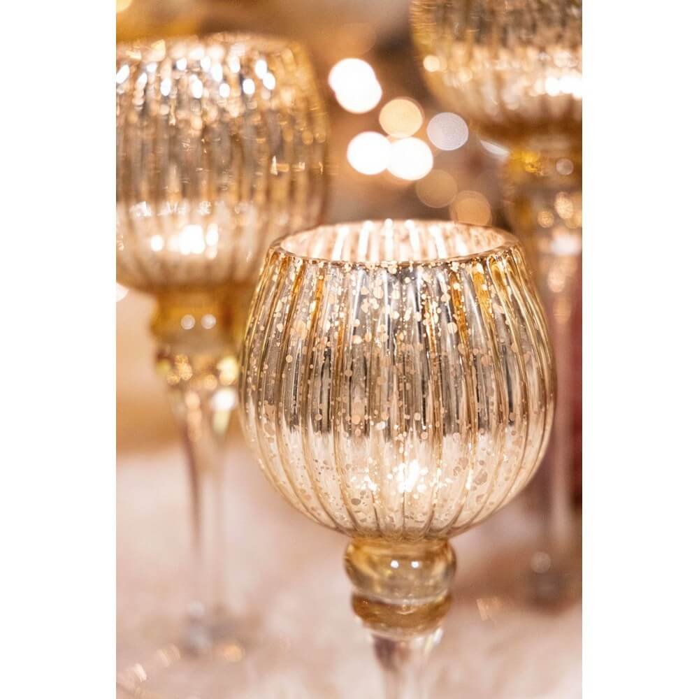 Set di 3 portacandele 1 pezzo Sheila calice oro