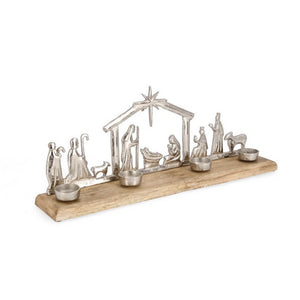 Portacandela 4 pezzi Kristeen nativitÃ  naturale-alluminio